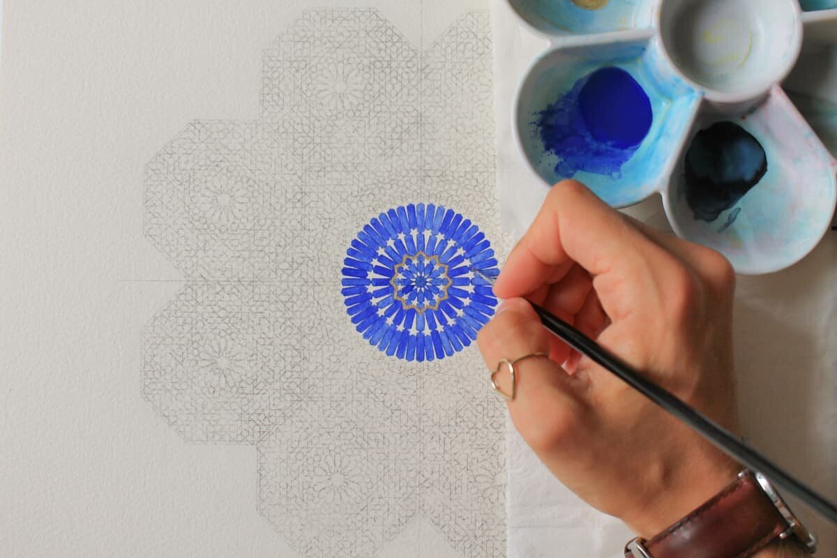 Islamic geometry watercolor
