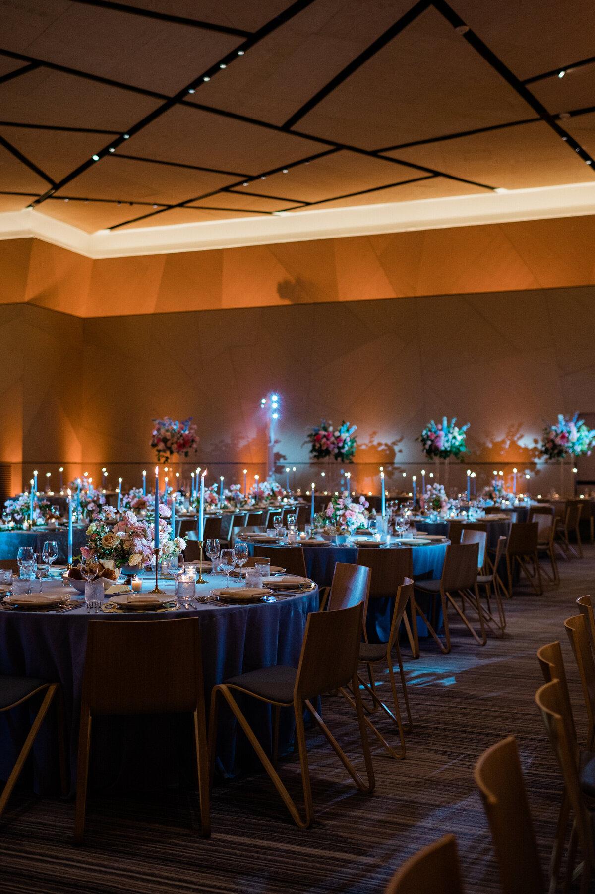 Several William Vale wedding reception tables 