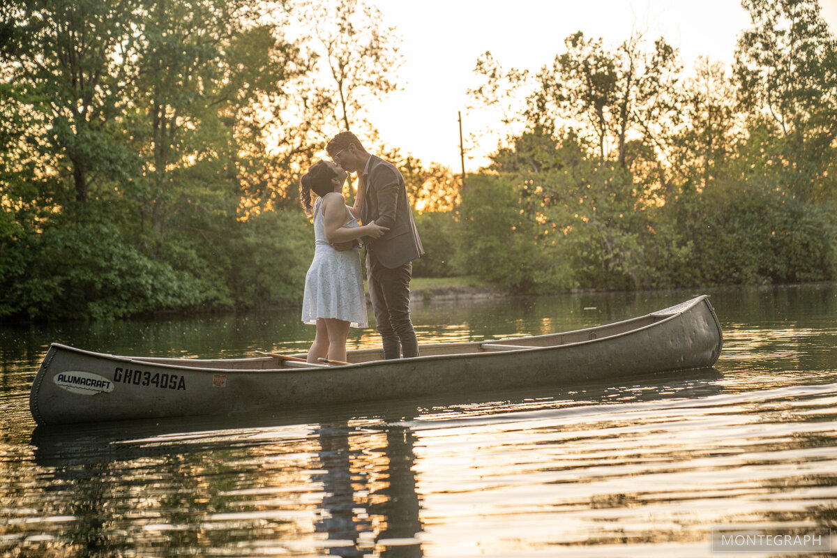 Toledo Area Wedding Venue Canoe kissing after ceremony