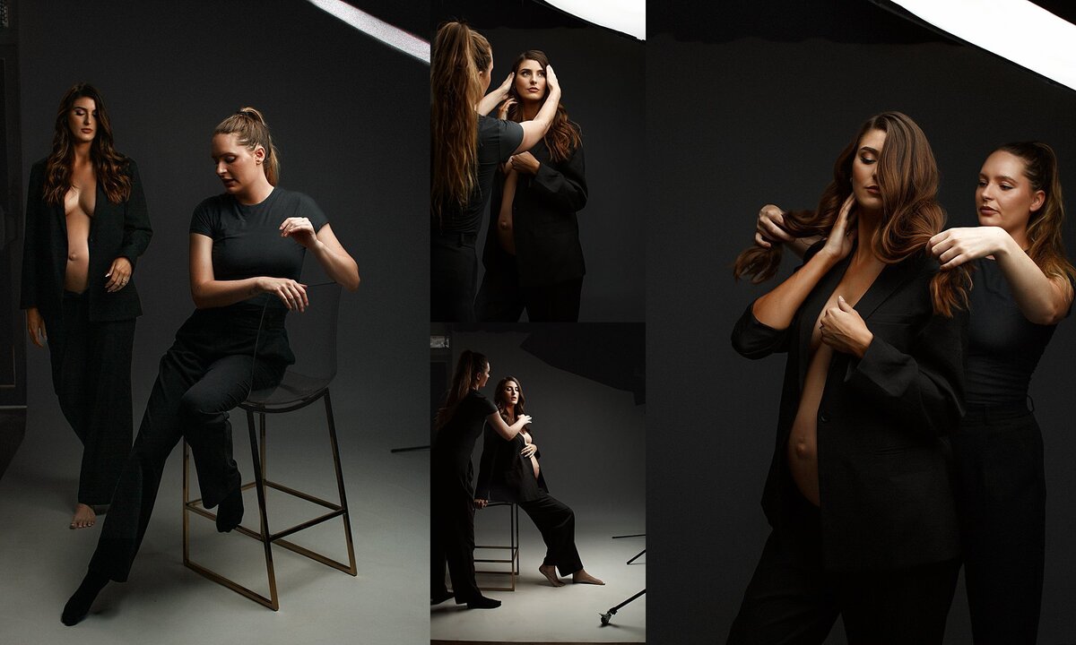 Haili Barton, Austin's leading studio maternity photographer expertly poses her pregnant client during her studio maternity photoshoot. 