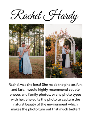 A couple poses for the camera smiling at one another at the Siloam Tall Pines and a flower garden.