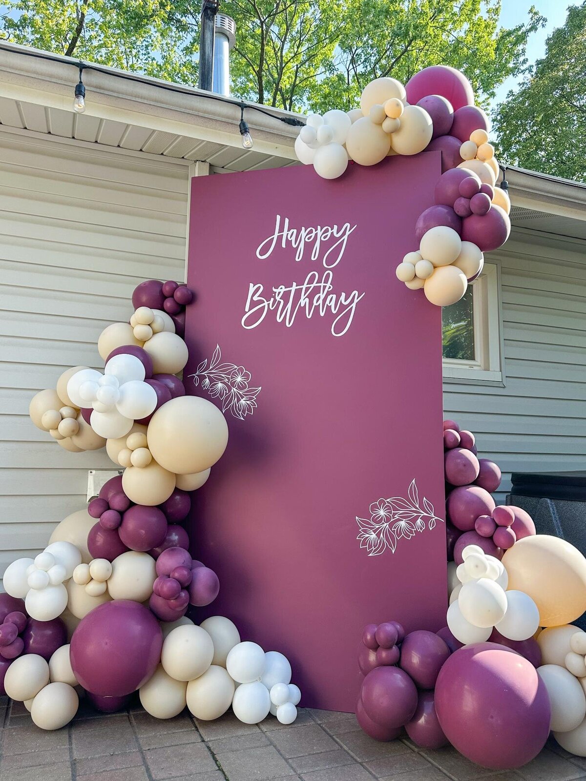 happy birthday wine colored balloons in Chicago