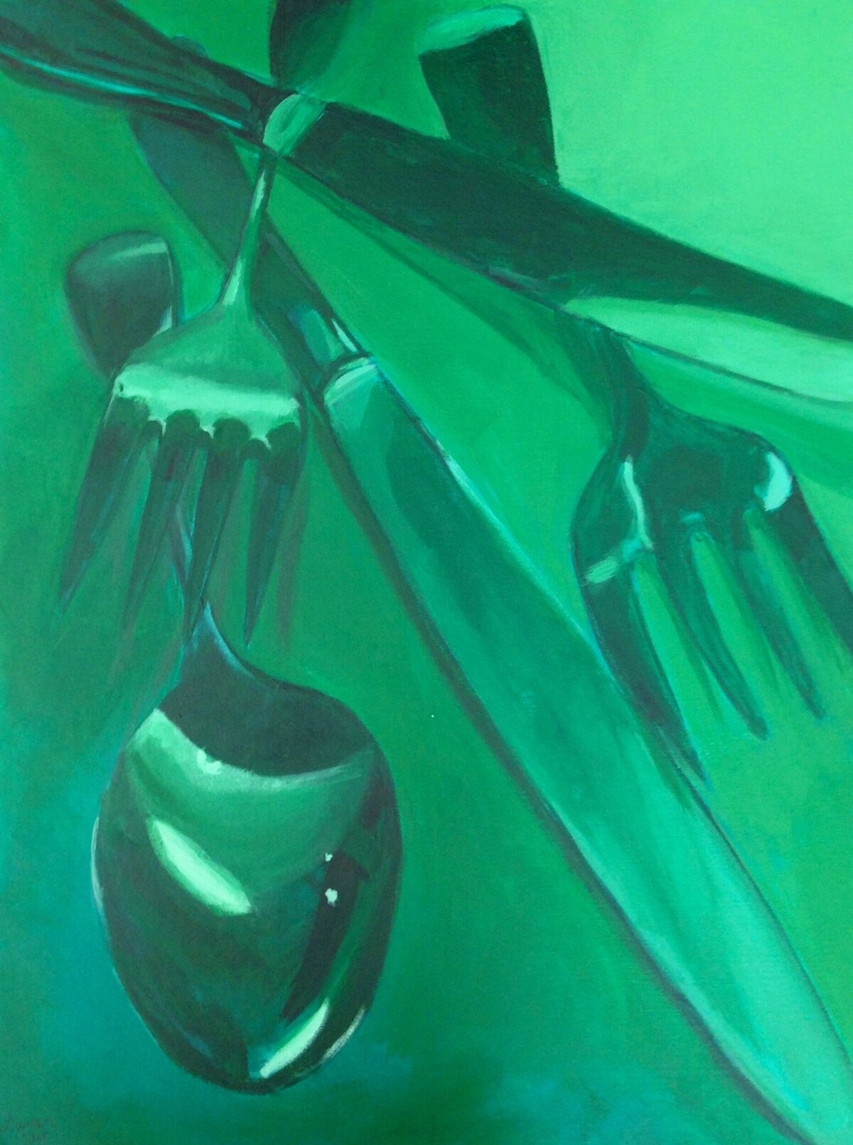 Acrylic Painting Silverware