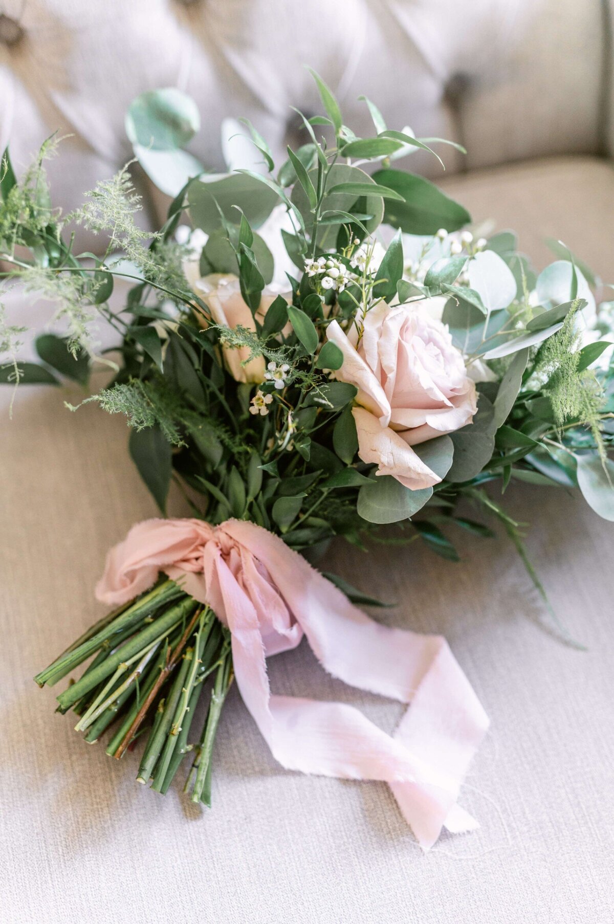 Wedding Bouquet with Pink Ribbon