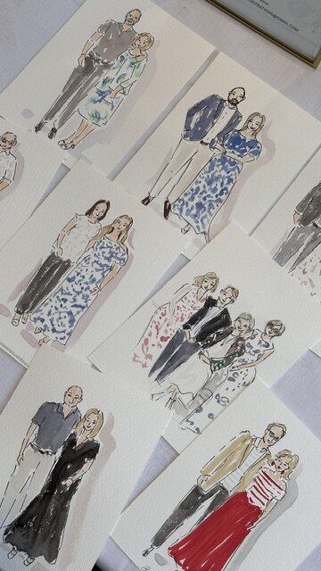 luxury event entertainment - live paintings of guests at a 60th birthday celebration