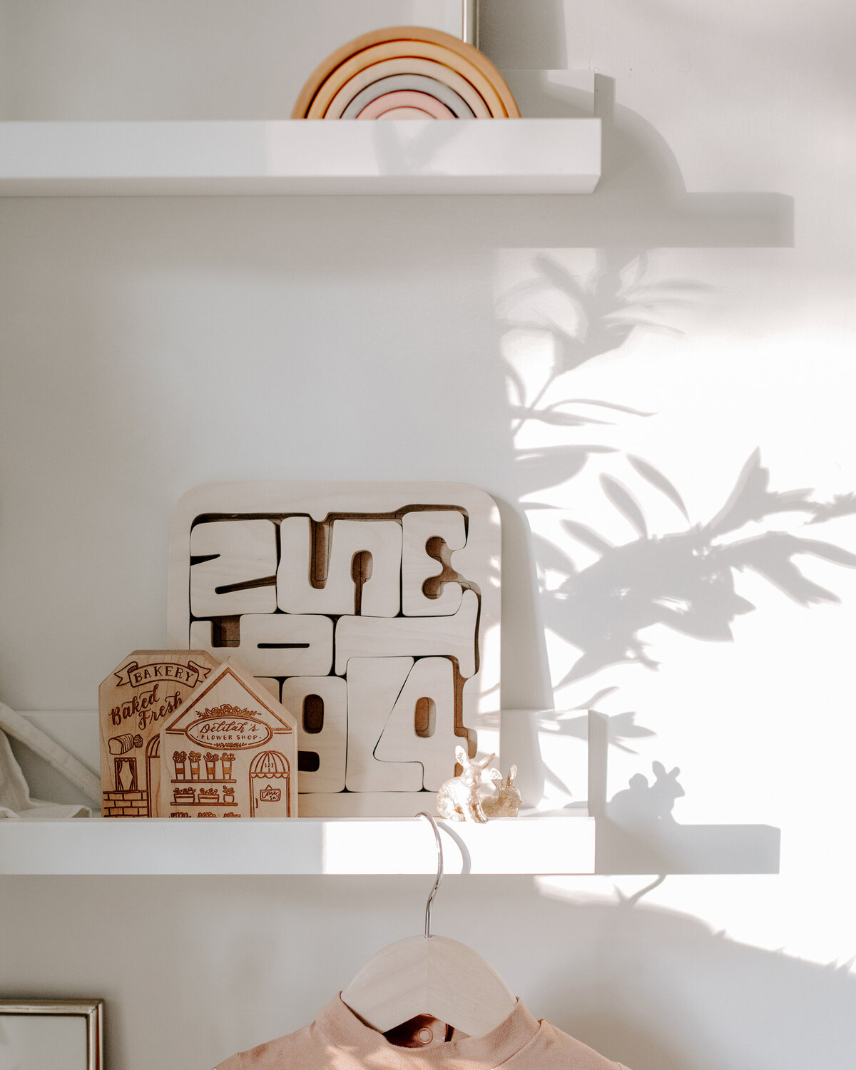 Nursery shelves and decor