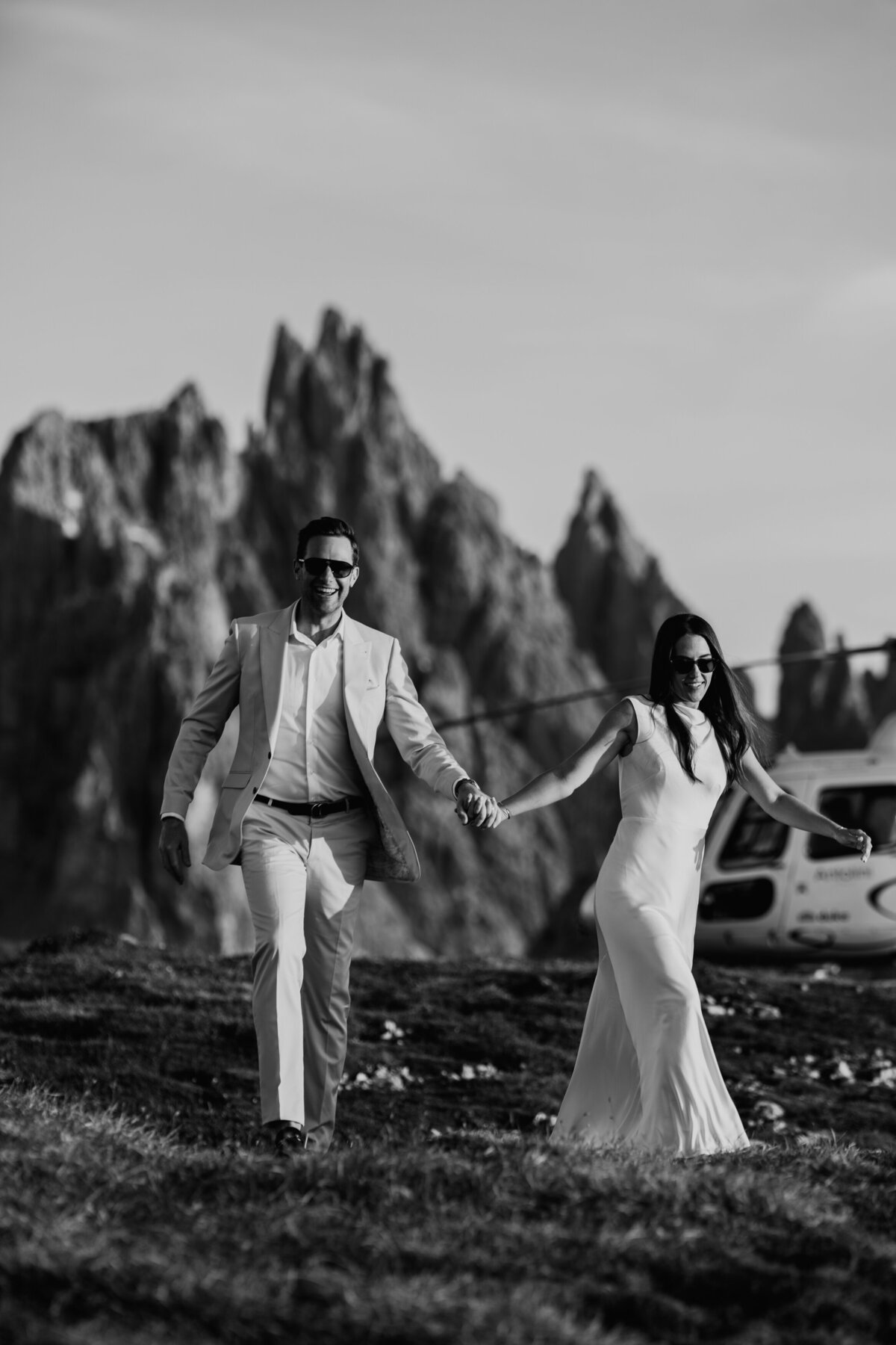 Couple mountain top elopement Tre Cime Dolomites