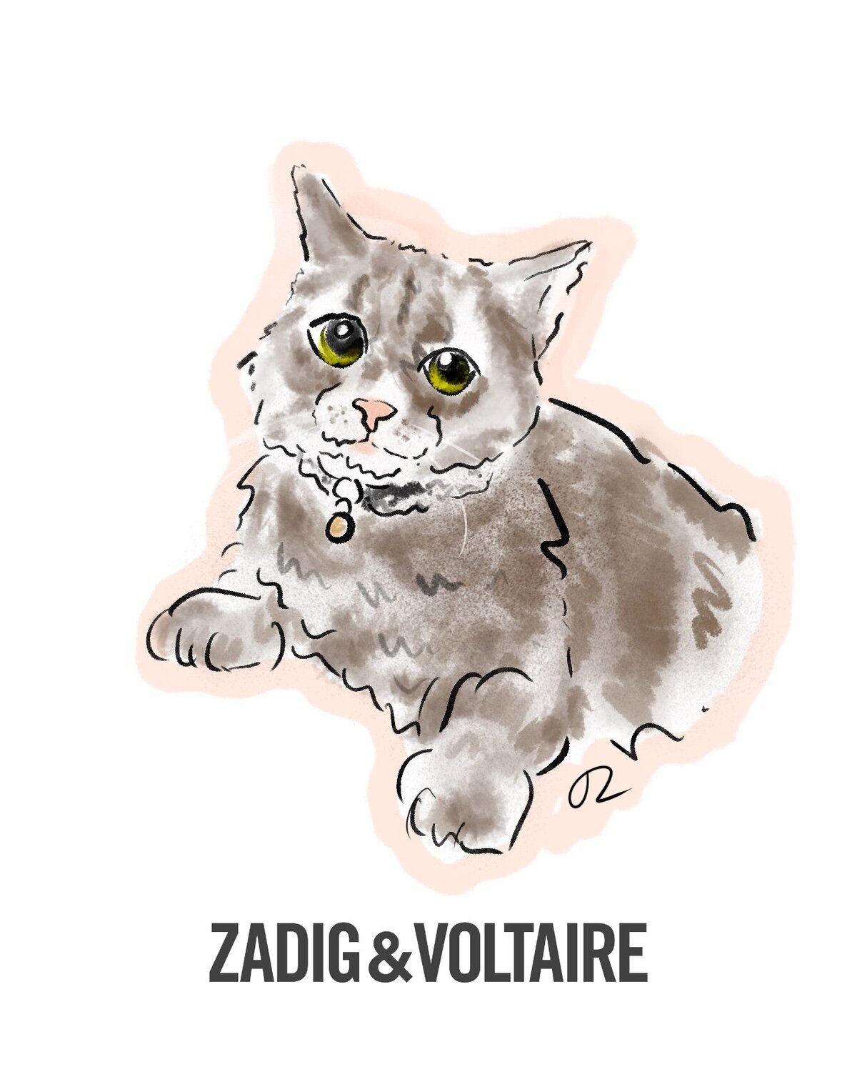 Live digital cat illustration created during Zadig & Voltaire in-store brand activation
