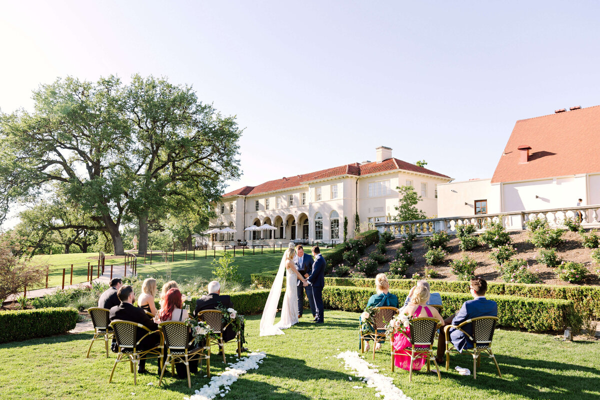 Elopement ceremony in the Sunken Garden at Commodore Perry Estate