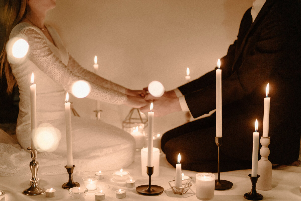 candlelight bridal photos