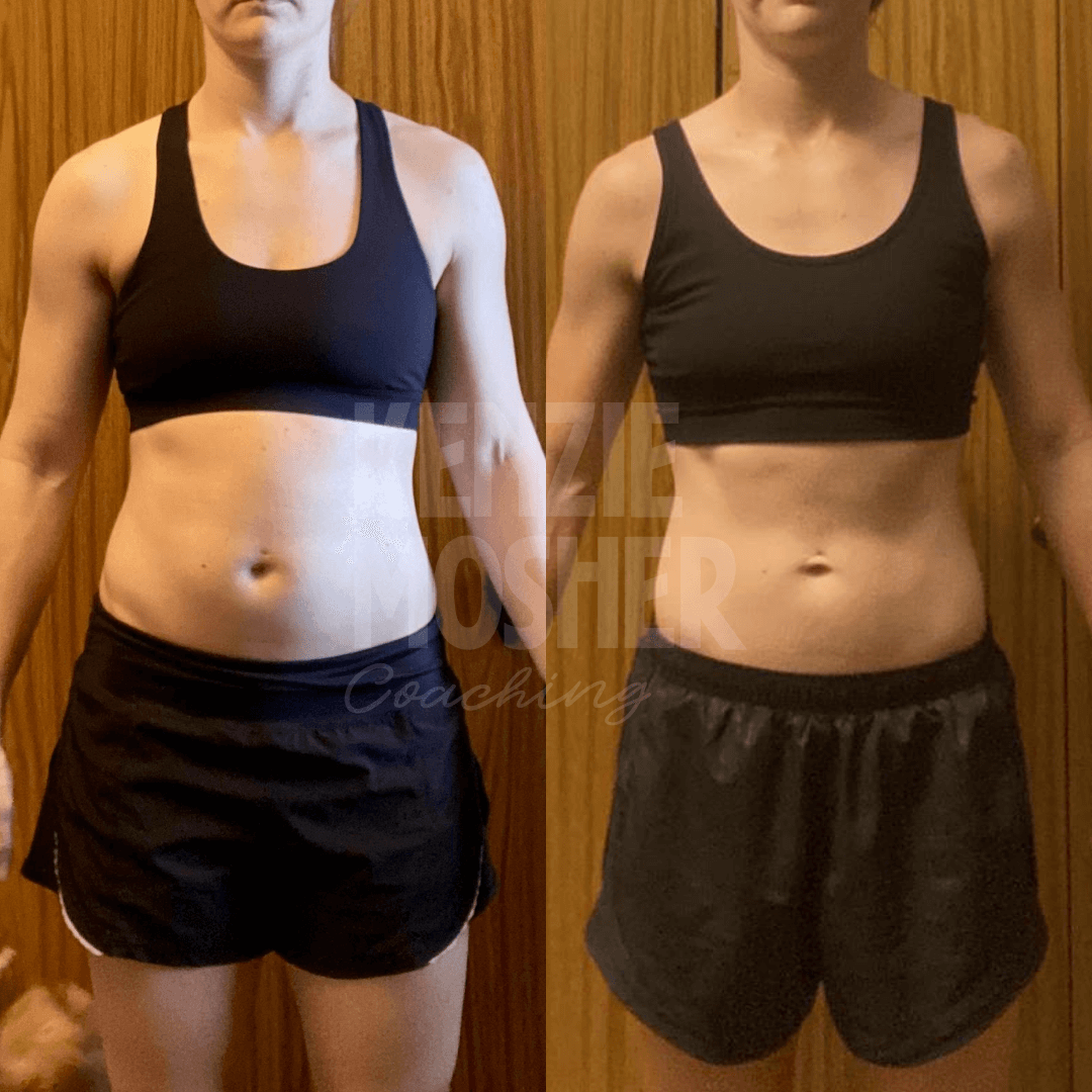 Hormone balance and body composition change from Kenzie Mosher Coaching.