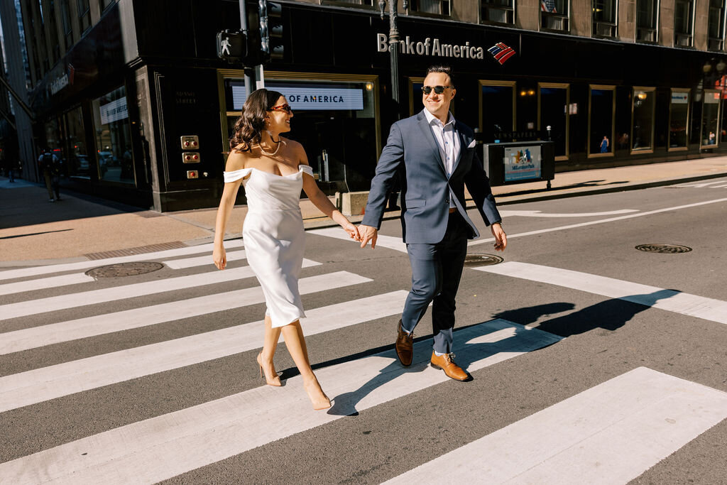 Date Night Engagement Photo in Downtown Chicago