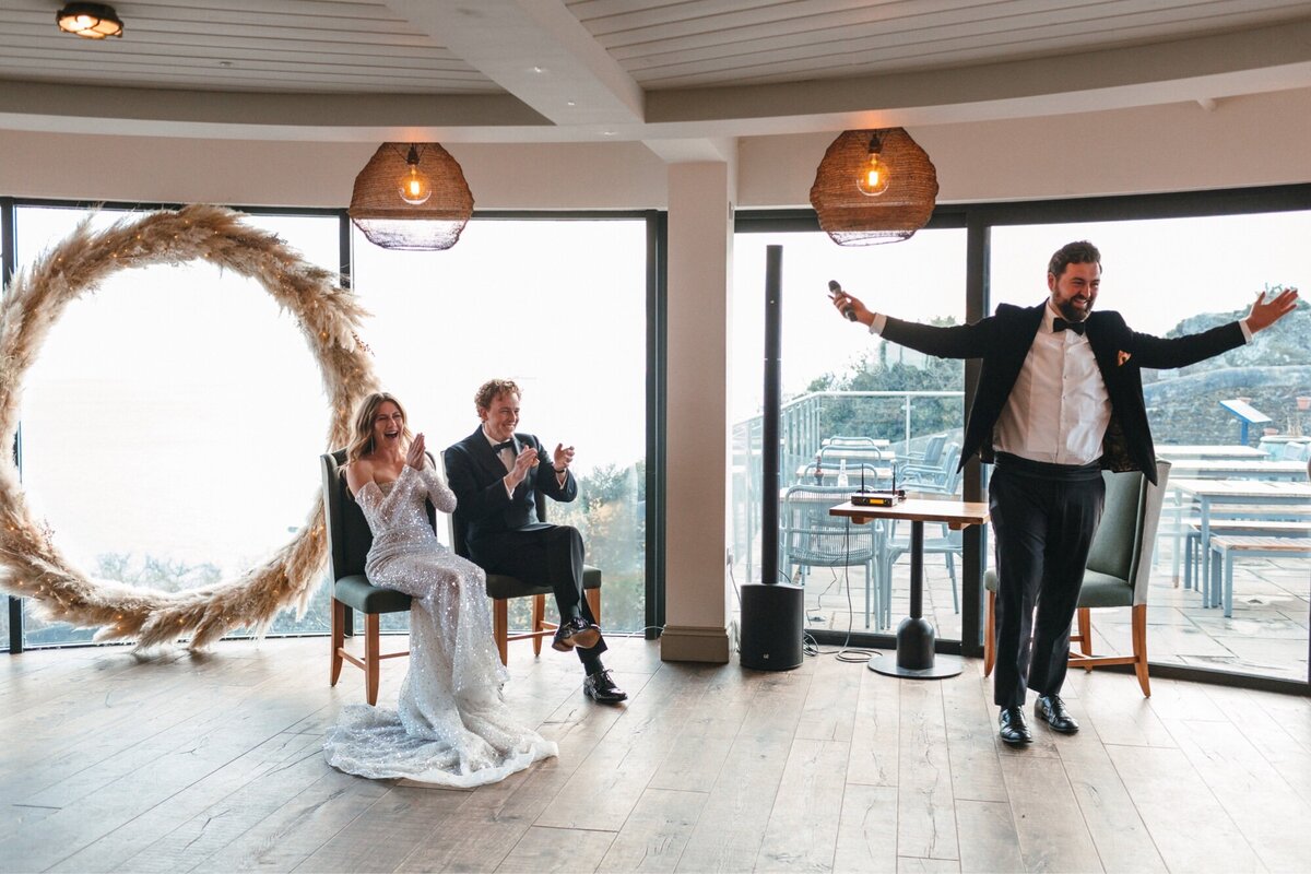 Winter wedding ceremony photos in Devon 
