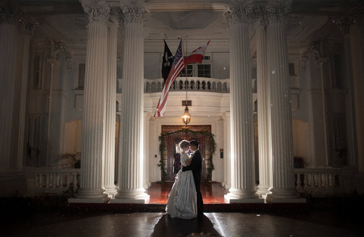 luxury wedding couple at the portland white house 