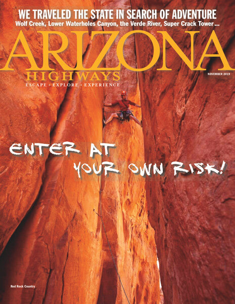 Arizona Highways Magazine  cover image of rock climber