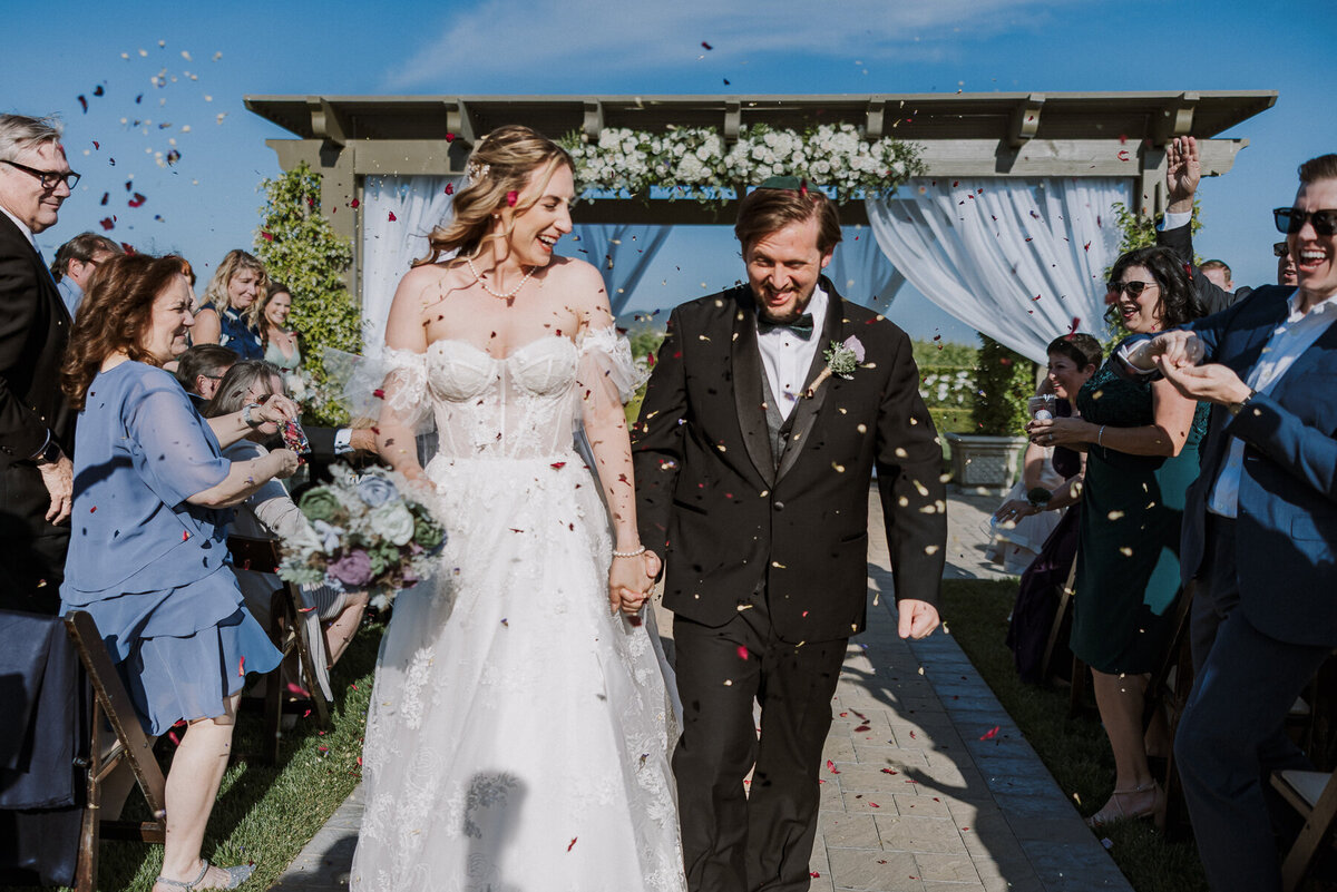 flower petal toss aisle jewish ponte winery wedding temecula