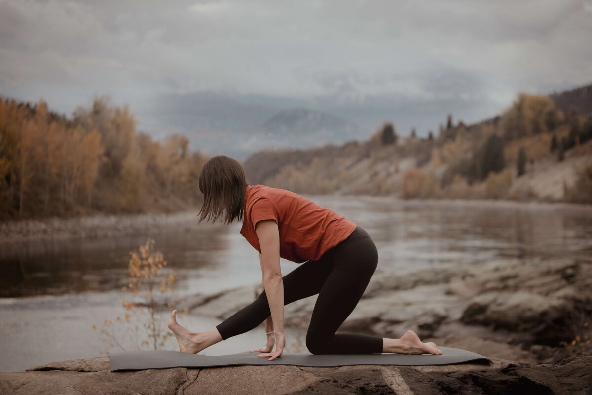 Yoga in the mountains by the river Slocan BC