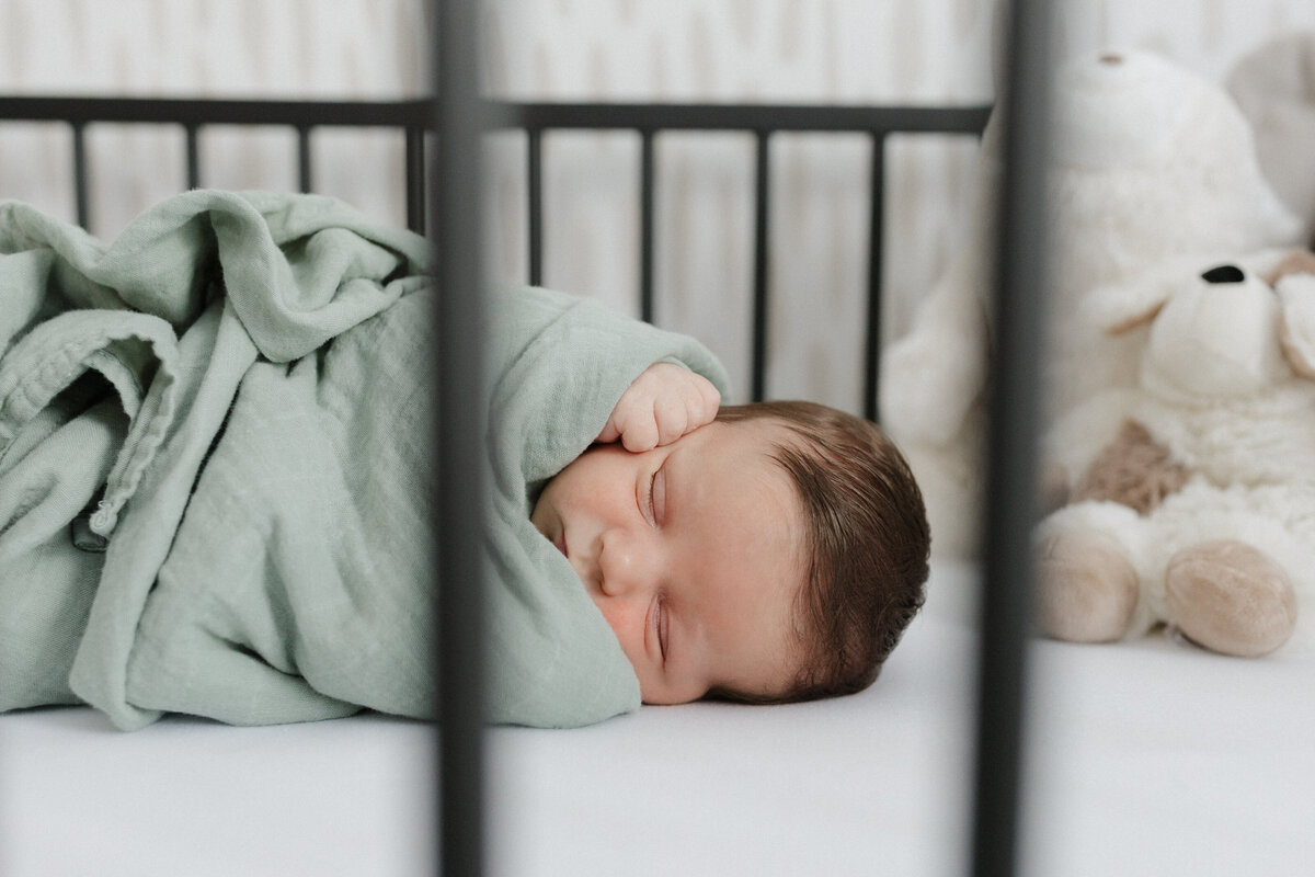 Indianapolis lifestyle newborn photography crib detail shot