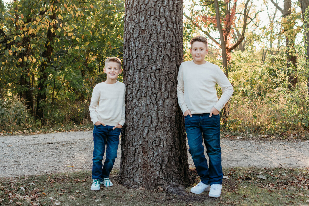 Portrait of two brothers during a photo session at The Grove, Glenview, IL