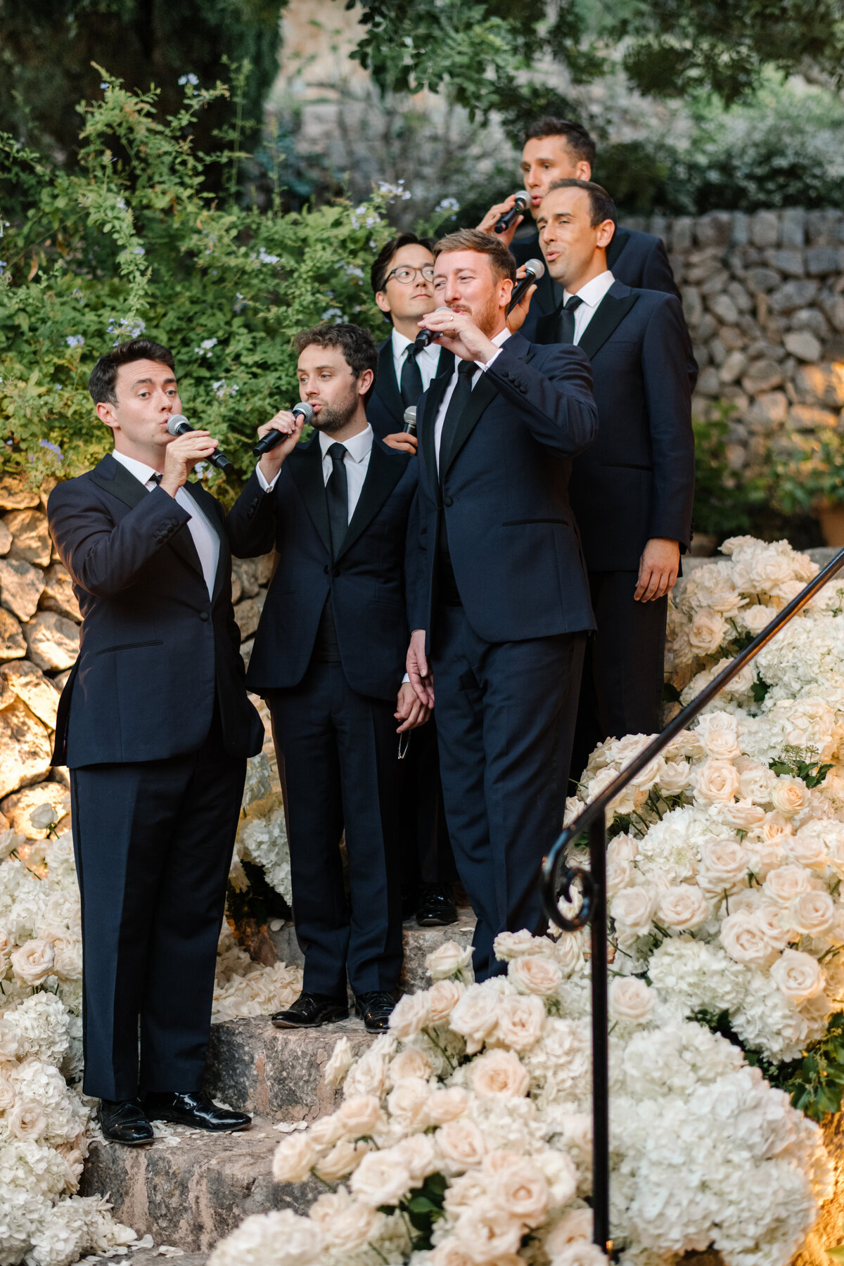 the kings singers performing at destination wedding in mallorca