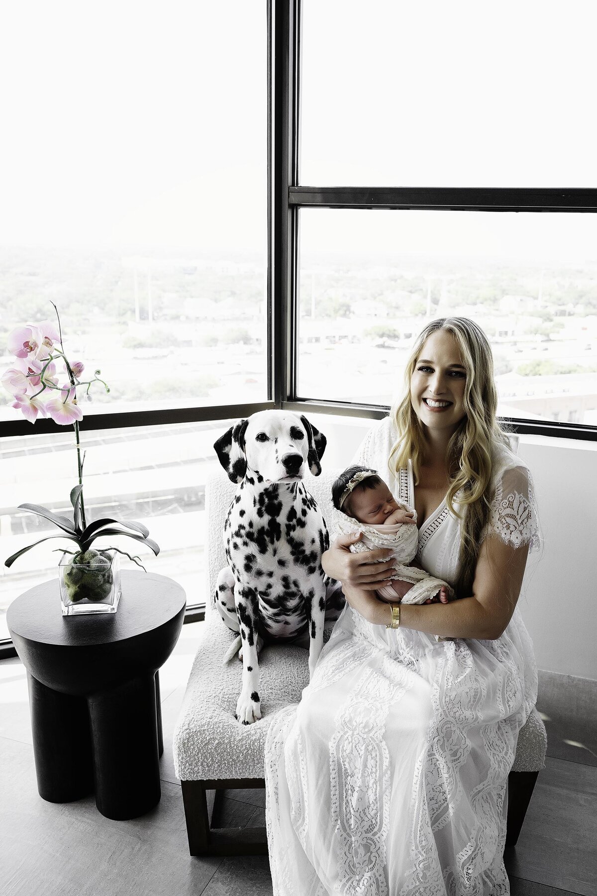 Dalmation and Newborn Baby