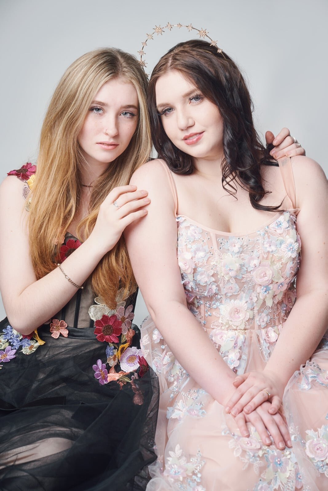 Elegant Senior Picture Photographer Portrait Featuring Two Young Women in Floral Dresses-11