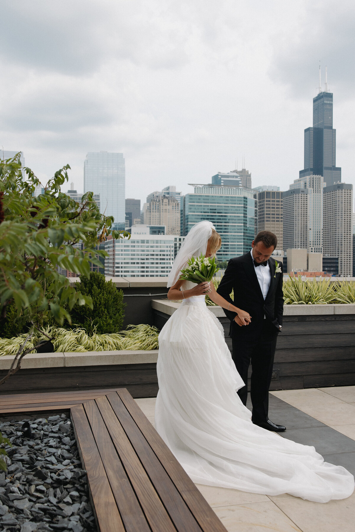 Editorial wedding photography at NOBU Hotel Chicago showcases Lauren Alatriste's sophisticated approach to luxury wedding preparation, featuring fashion forward styling with magazine-worthy imagery combining editorial aesthetics with authentic emotion.