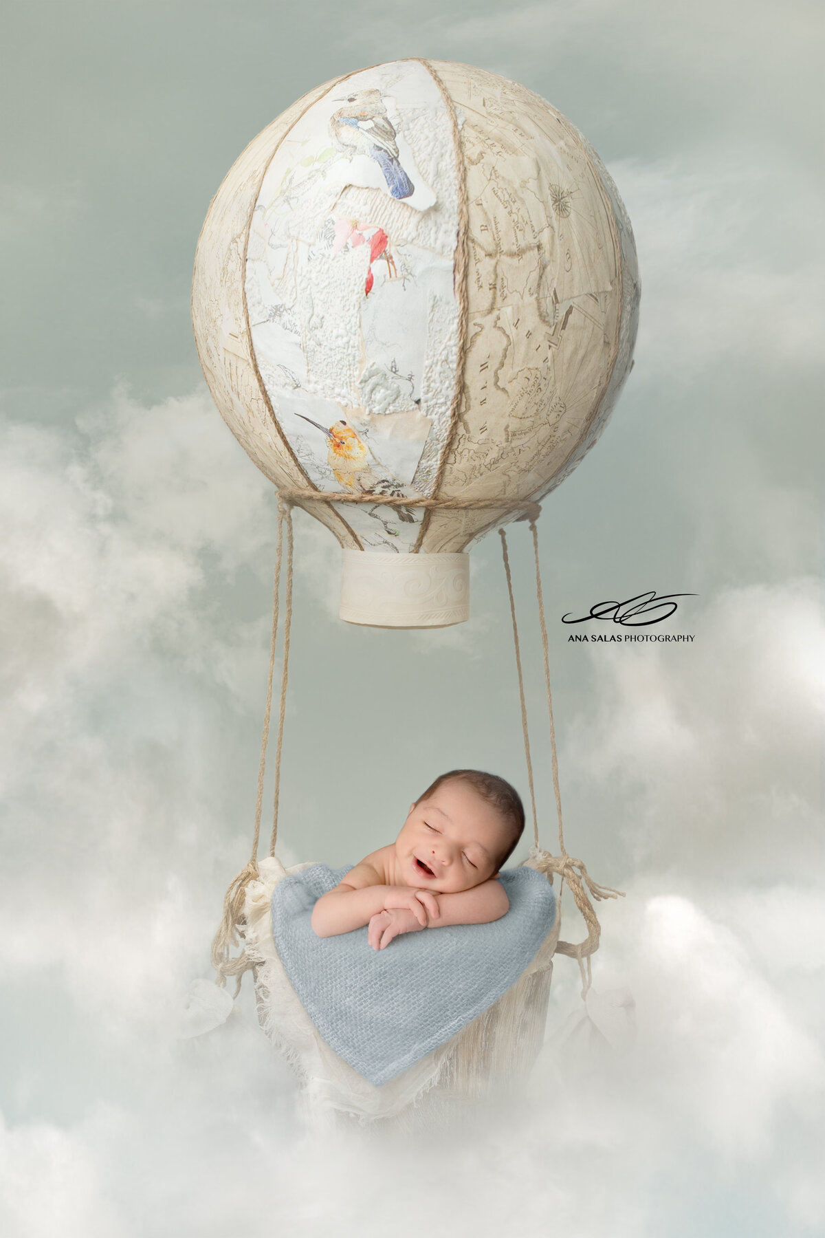 Edmonton Newborn Photography hot air balloon backdrop
