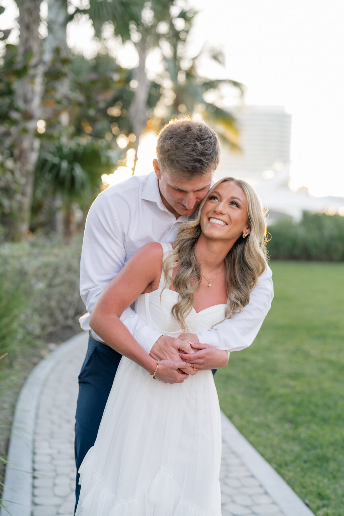 Couple hugging and laughing