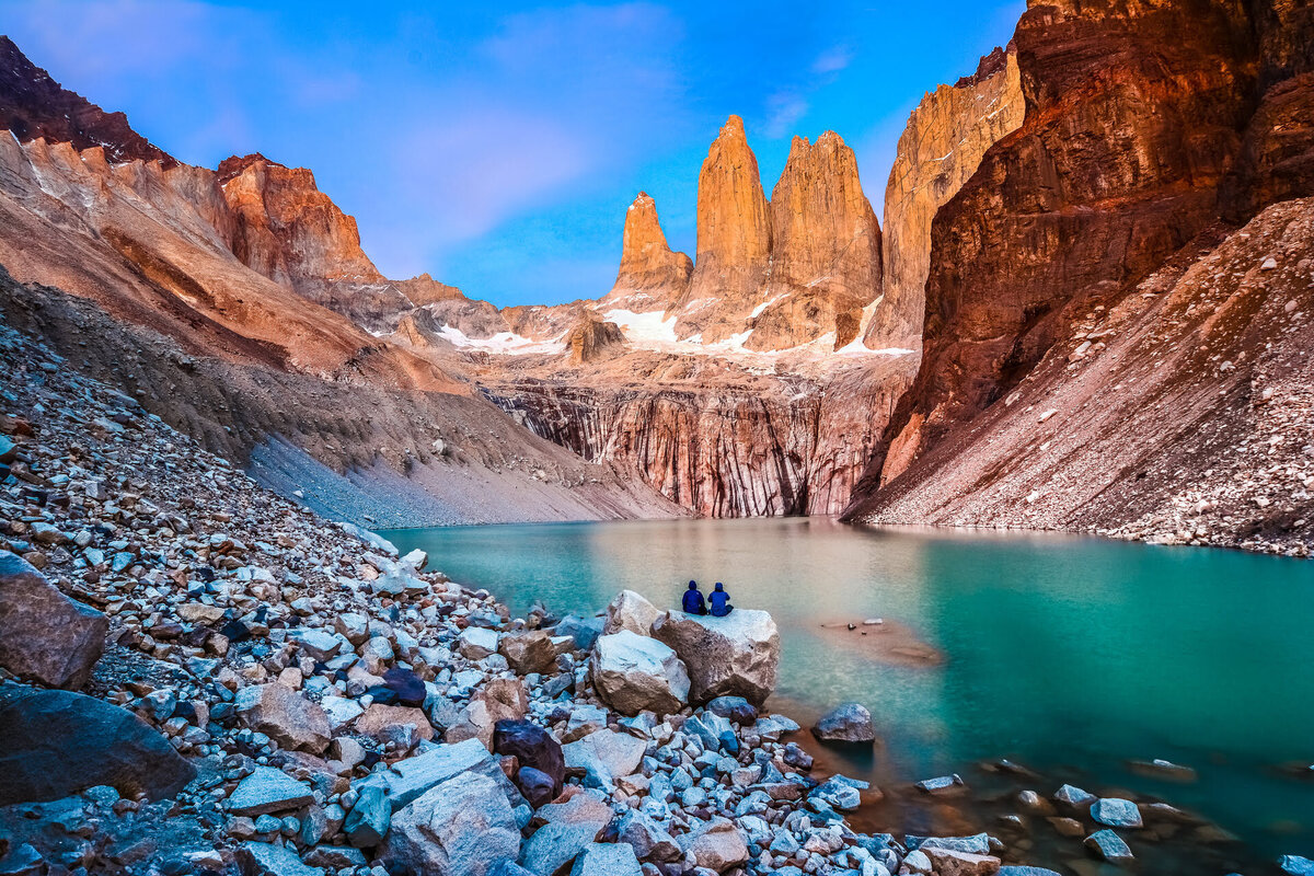 Couple at Toress del Paine in Patagonia