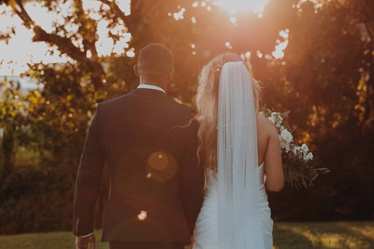 Bride and groom portraits during golden hour at the Worthington for Events wedding venue in Bradenton Florida.