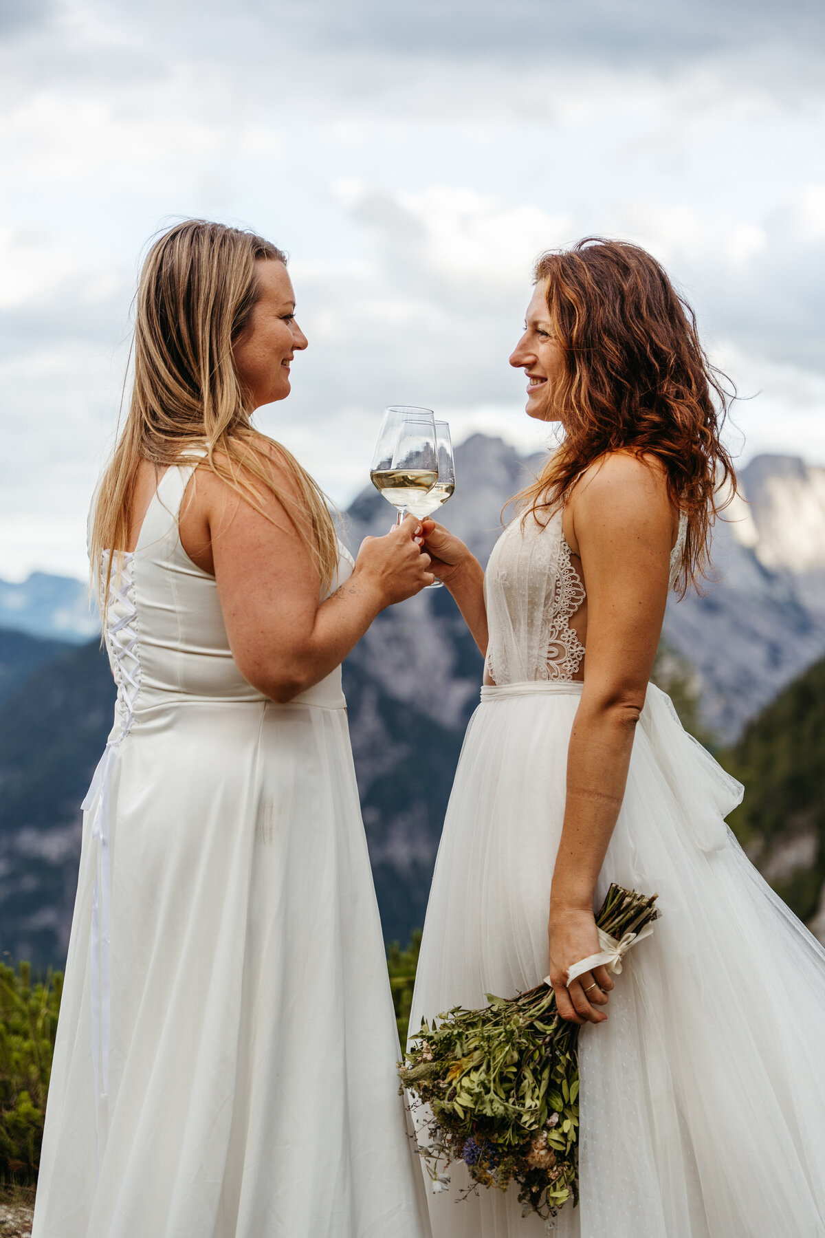 Romantic couple mountain elopement Slovenia