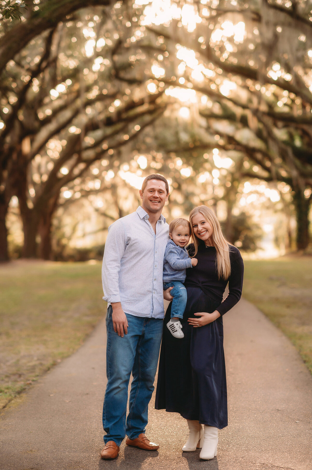 Expectant parents pose for Maternity Photos in Charleston, South Carolina.
