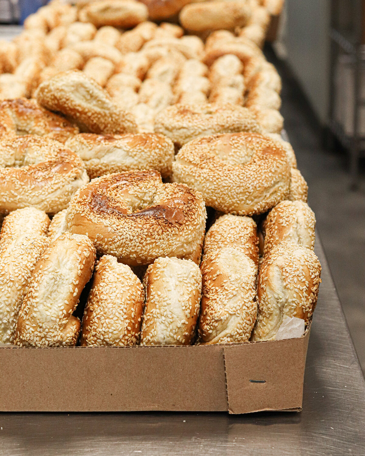 homemade bagels in a box