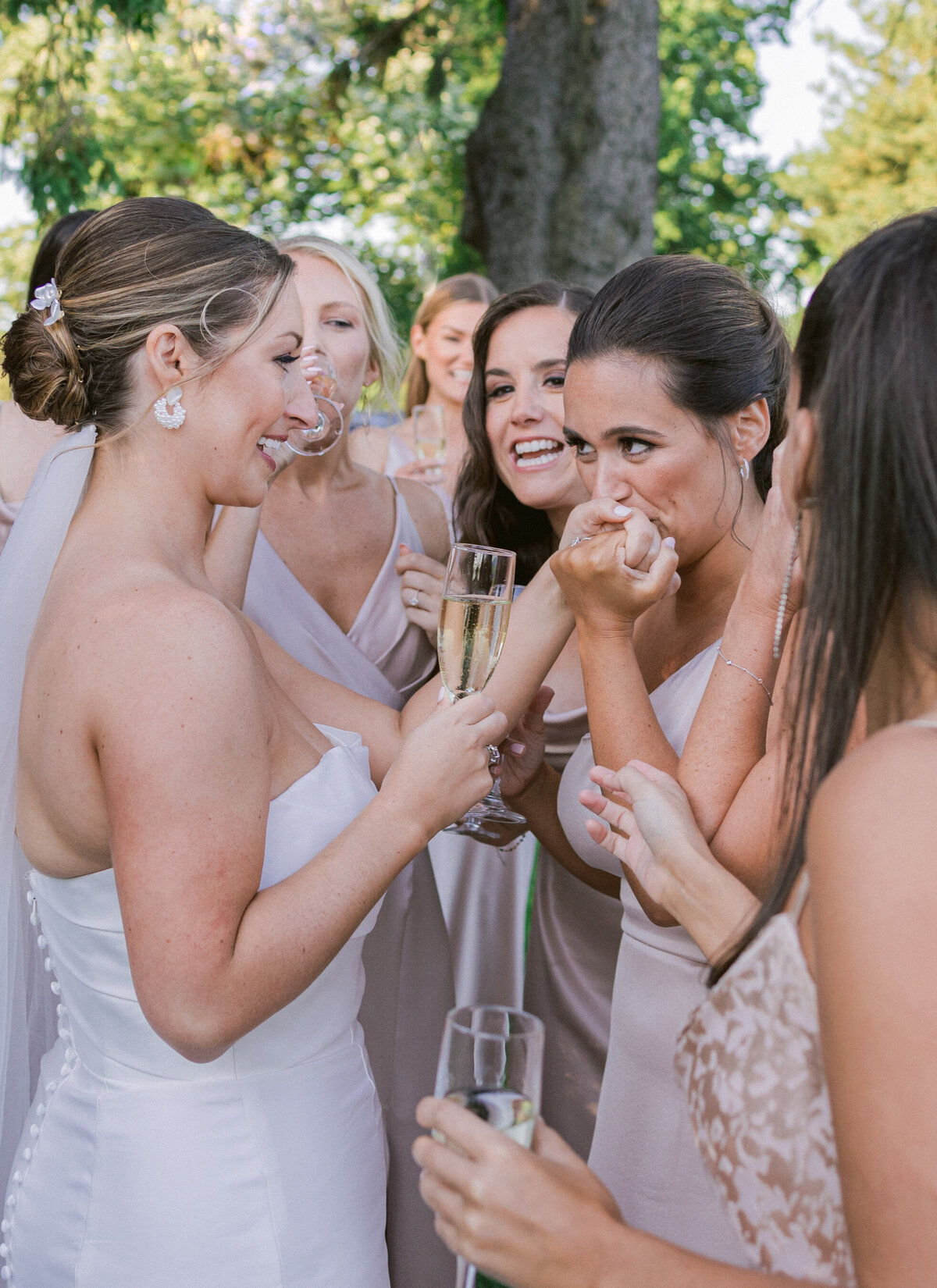 longshore westport bridesmaids hand kiss