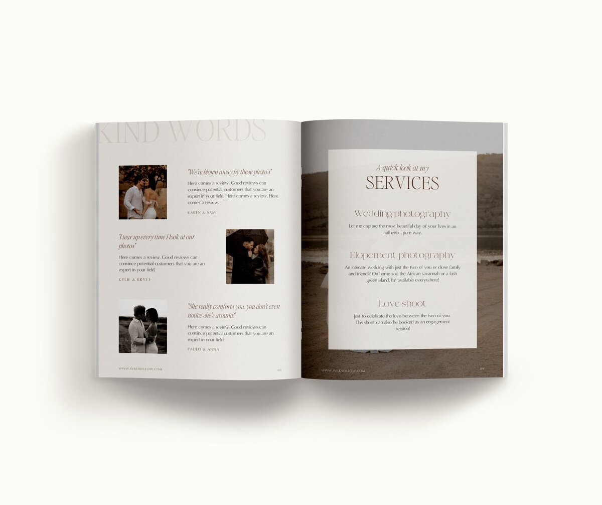 Classy Showit template for photographers Wild Willow 6