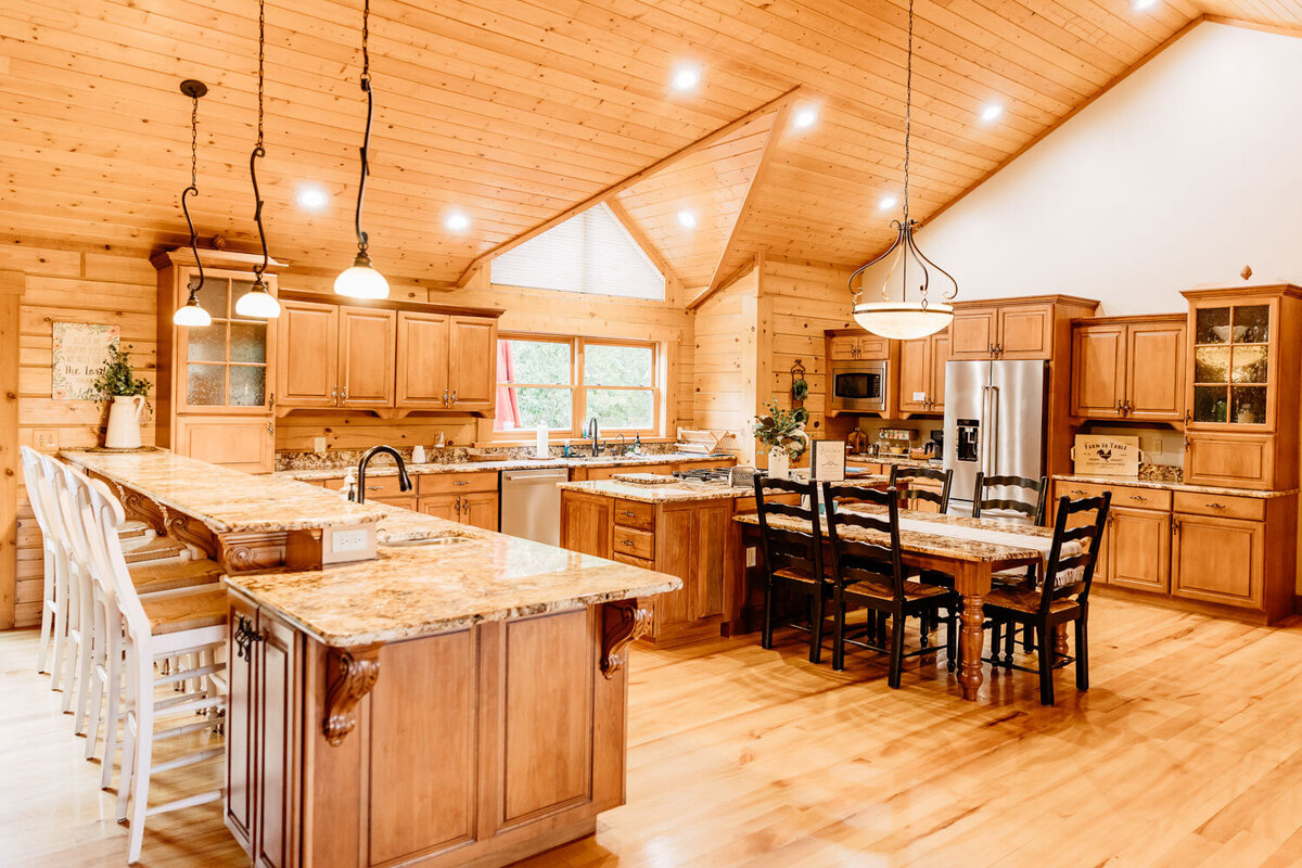 Open and airy kitchen and dining area with wooden finishes