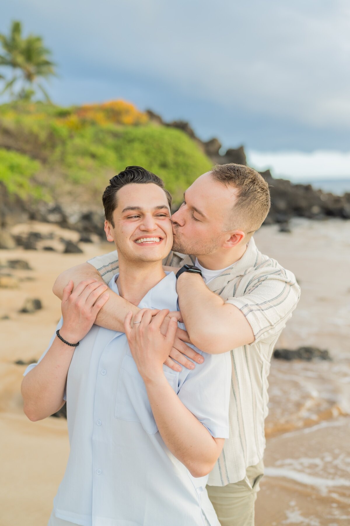 first kiss after maui beach proposal
