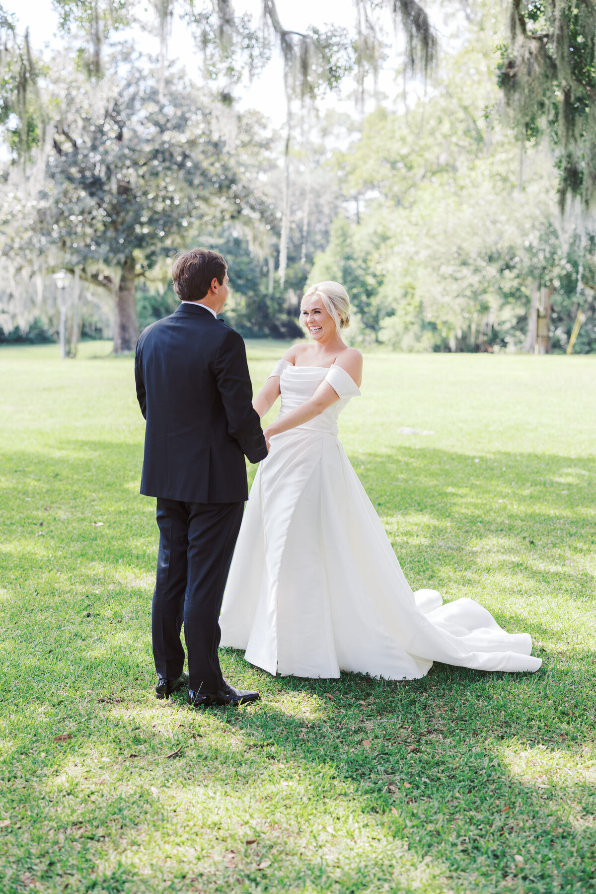 Old wide awake bride and groom