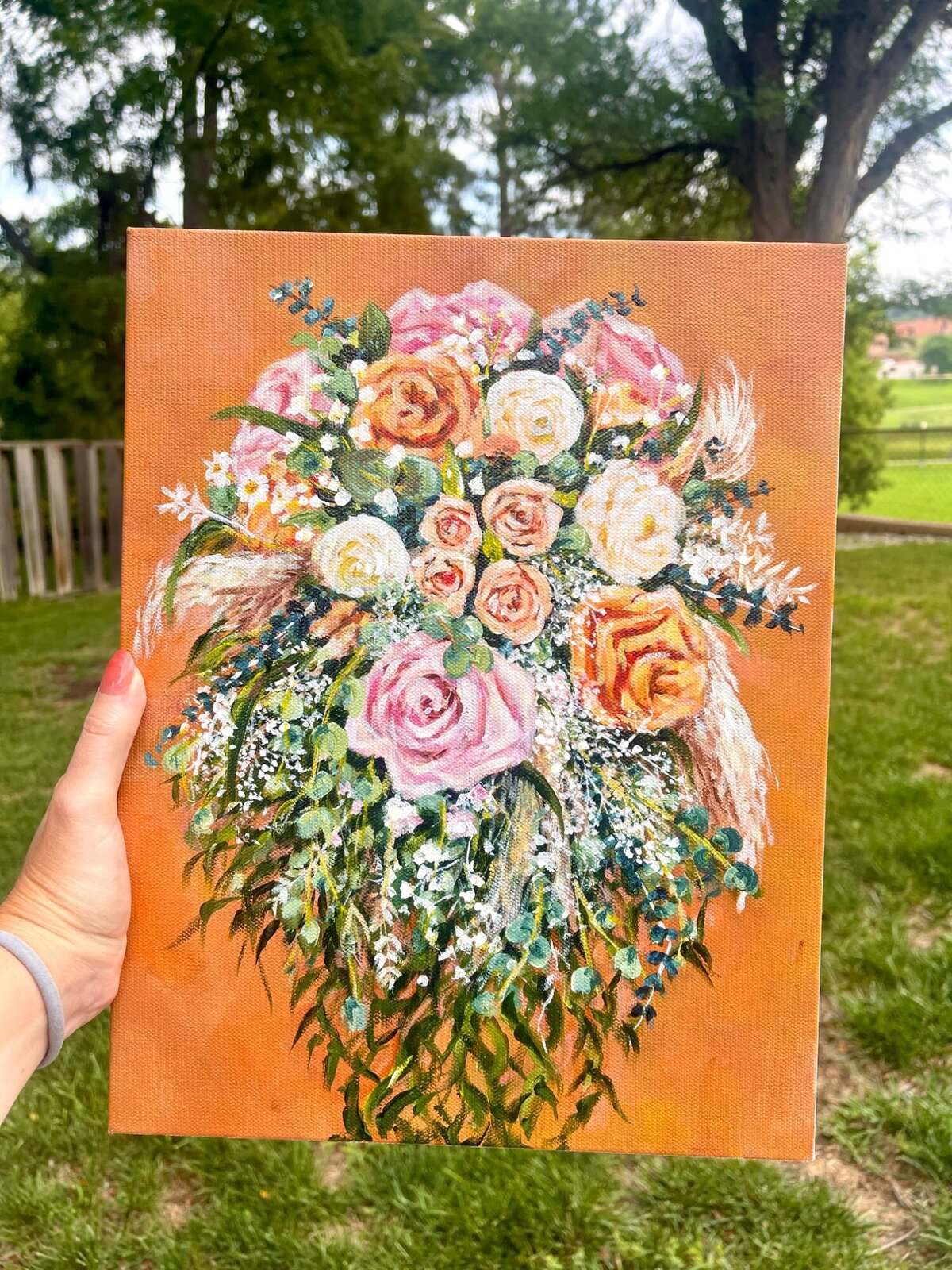 Bridal bouquet wedding painting commission