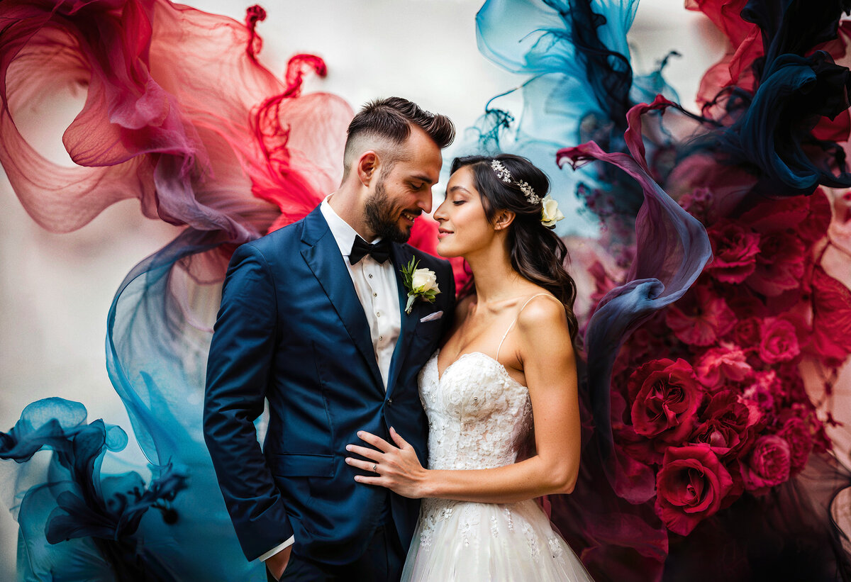 san-francisco-wedding-bride-and-groom-wedding-portrait-roses-smoke