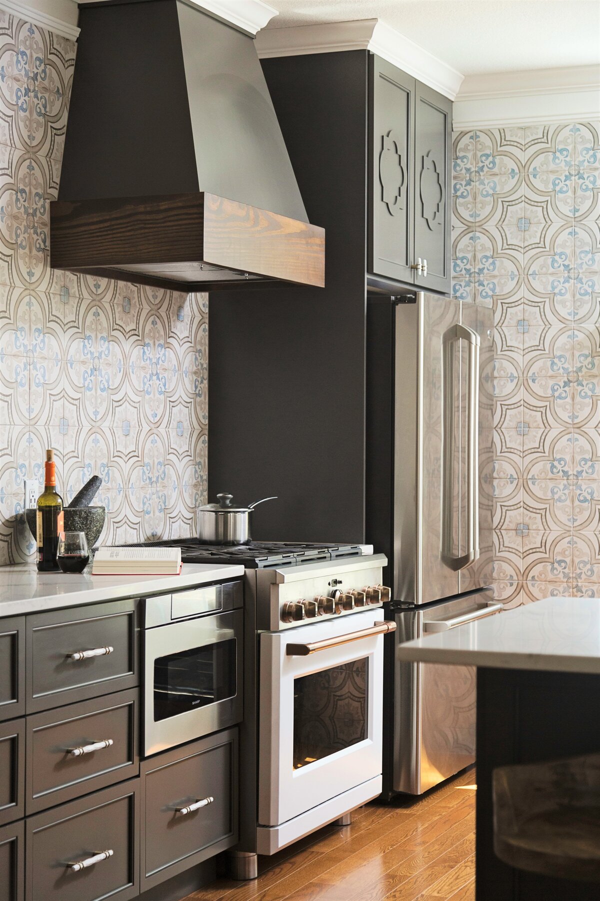 Ash Grey Kitchen Cabinets + Cooking Range