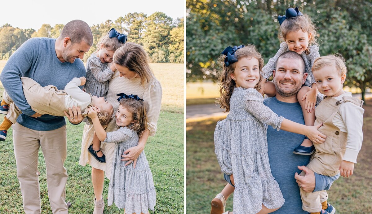 playful family hugging