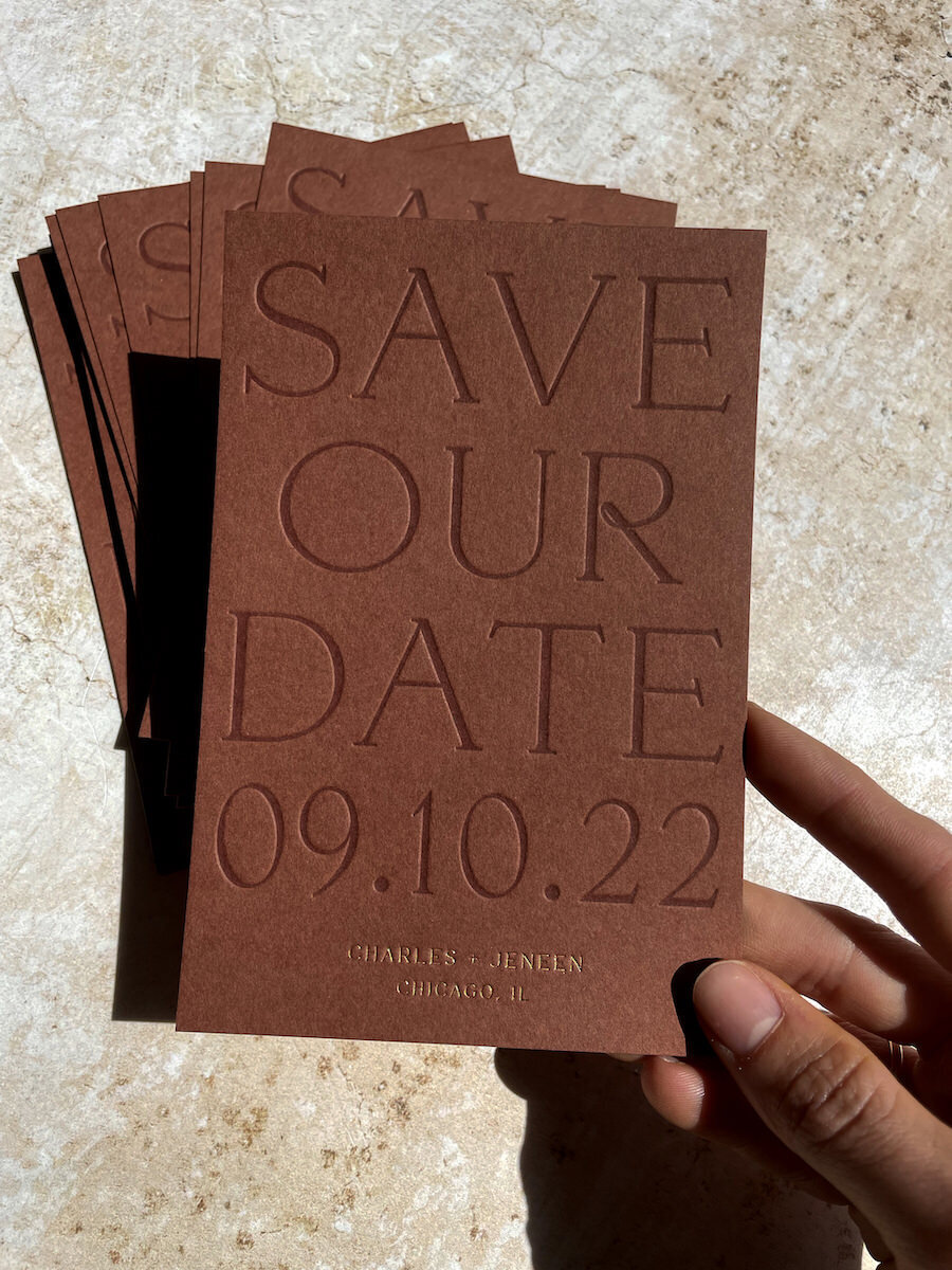custom_wedding_stationery_modern_terracota_letterpress_gold_wedding_invite