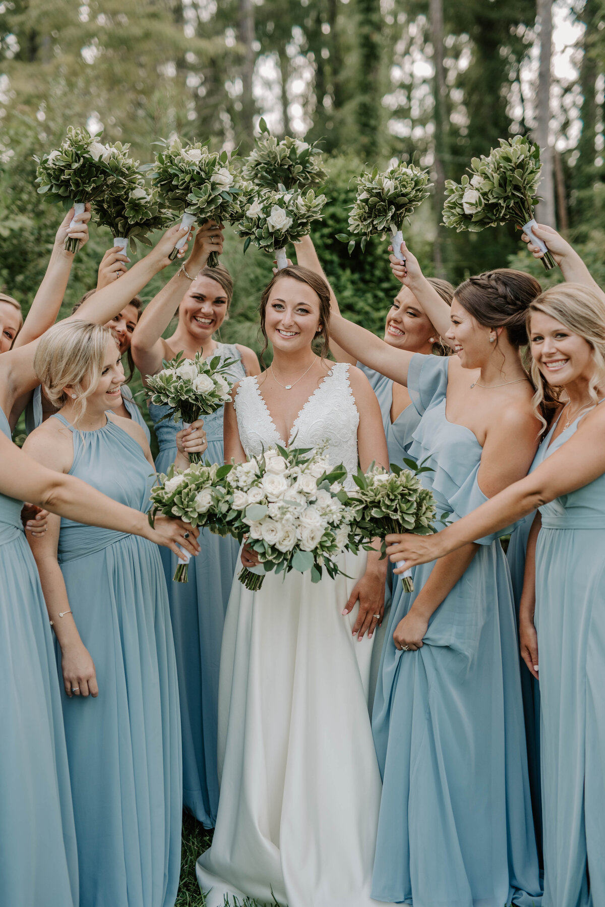A bride and her bridesmaids