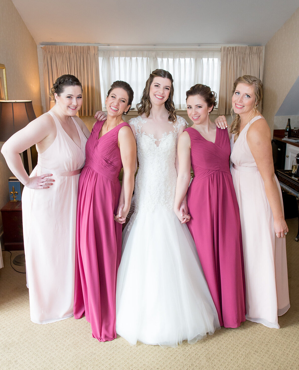 Bride and her bridesmaids in the Bridal Suite at the Historic Bedford Village Inn, Bedford, NH Artifact Images