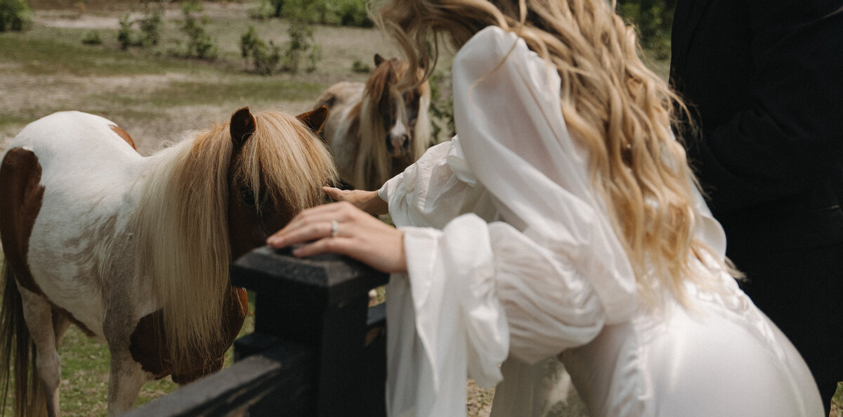 Romantic Southern Engagement Session with Horses and a Flowing Gown