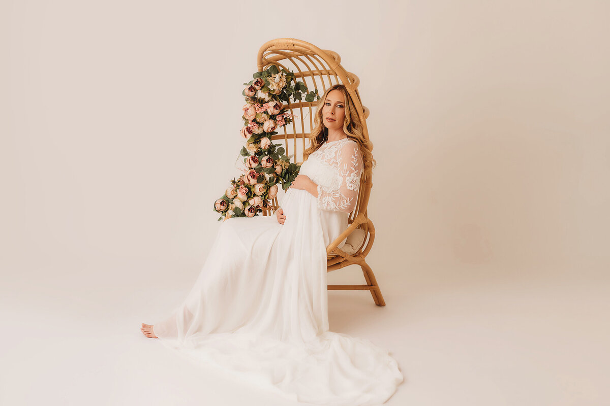 Pregnant woman poses for Maternity Portraits in Charleston, SC. 
