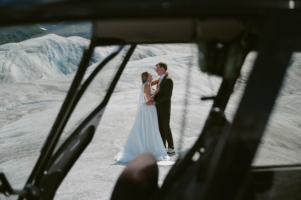 Couple kissed by helicopter