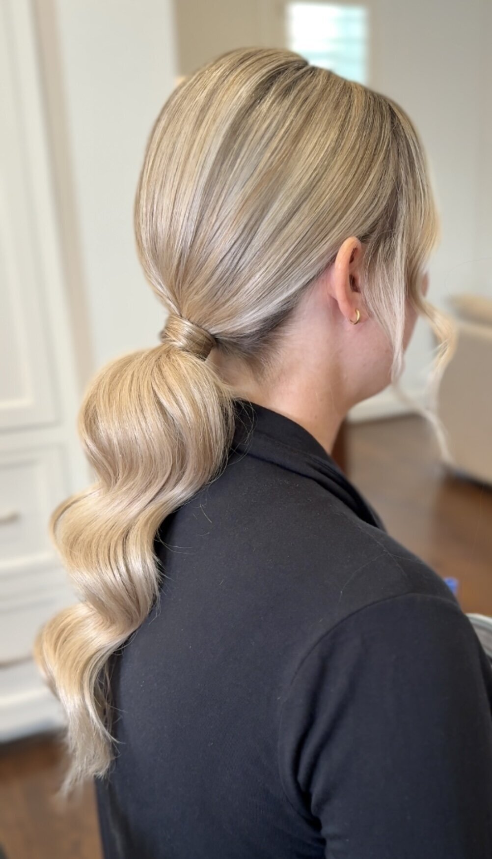 clean party ponytail glam waves
